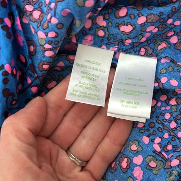 Lilly Pulitzer Preslee Blue Pink Dot Long Sleeve Top 4 - Picture 11 of 11